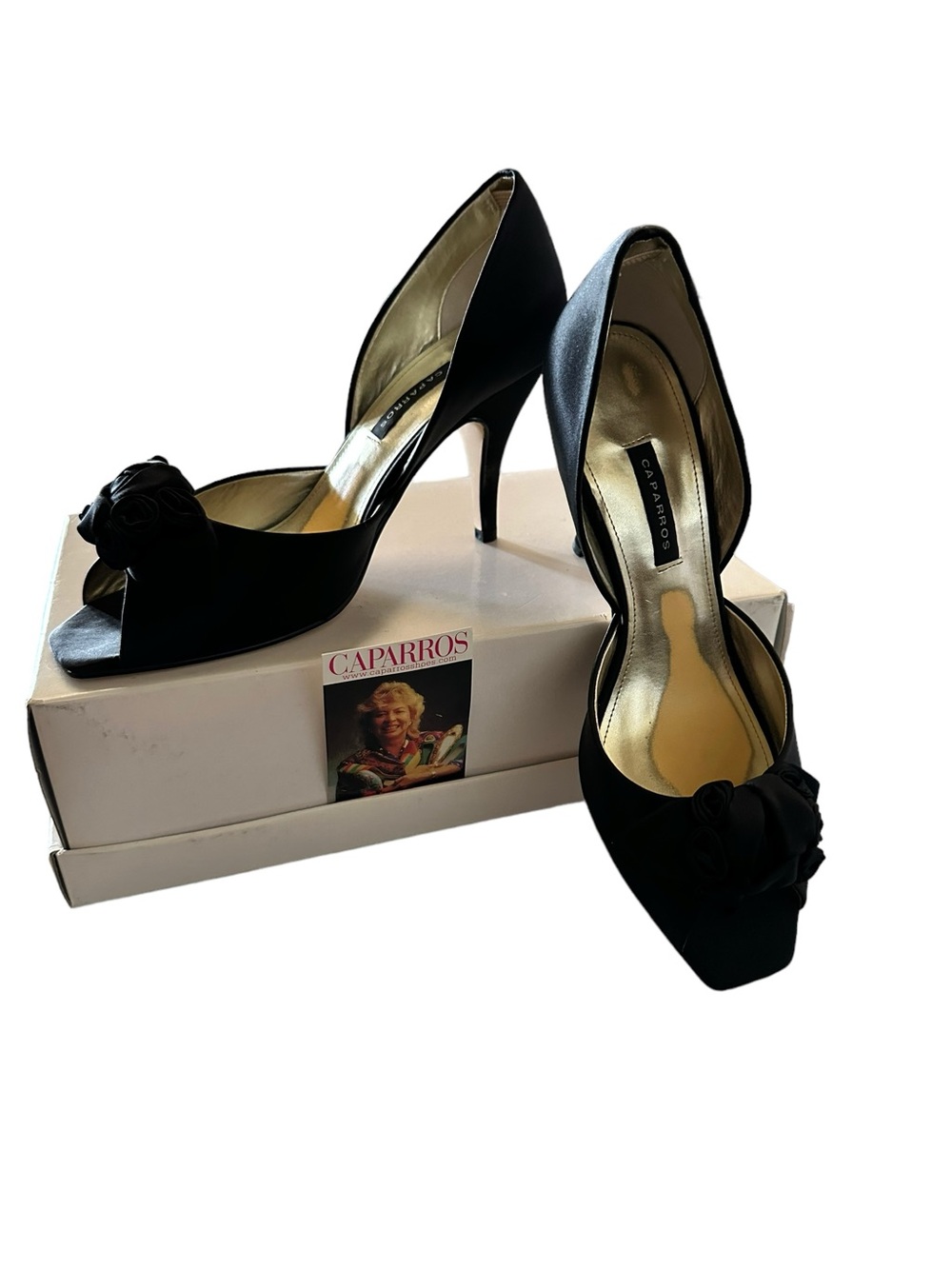 NWT Caparros Black Satin D'Orsay Formal Heels Size 9
